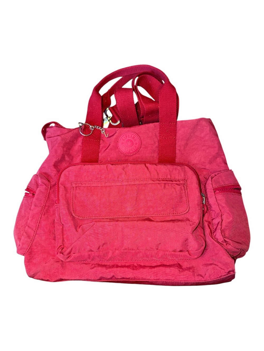 Kipling Hot Pink Nylon Tote with Front Pocket